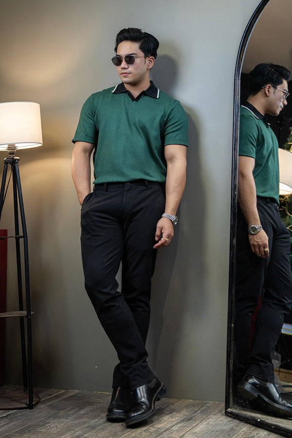 Textured short sleeve polo shirt
